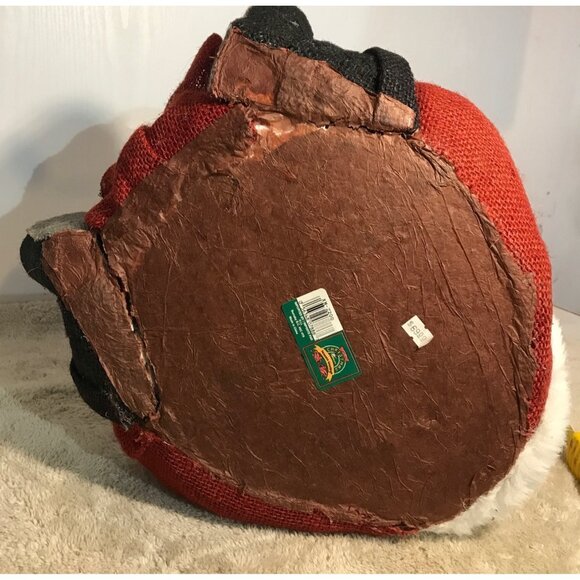 Vintage Styrofoam Rustic Santa Claus Figurine Faux Floral Basket & Jute Coat 16" - Picture 13 of 13